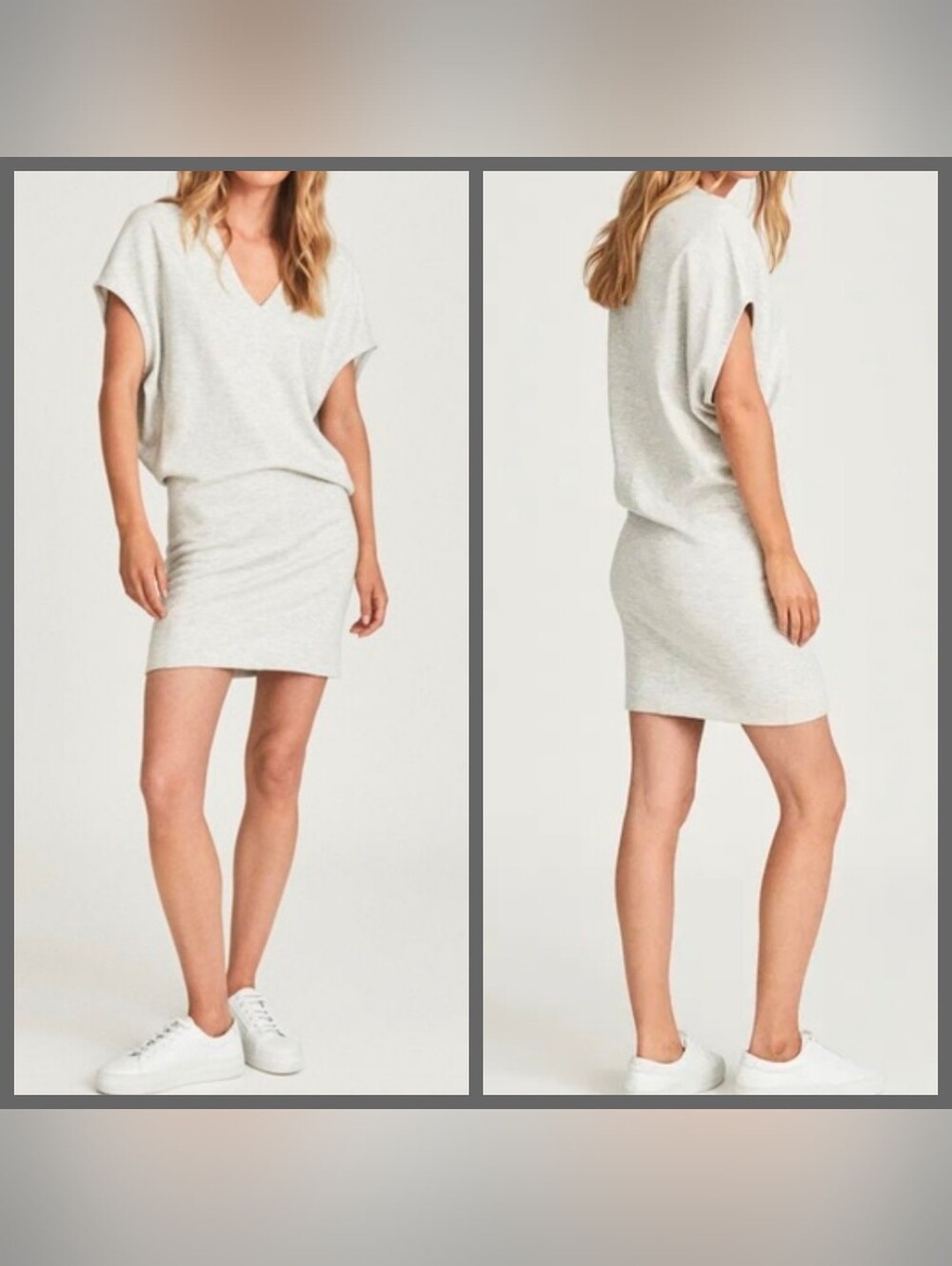 🆕️ 🩶Reiss🩶 - Grey Melange Lacey V-Neck Jersey Dress
